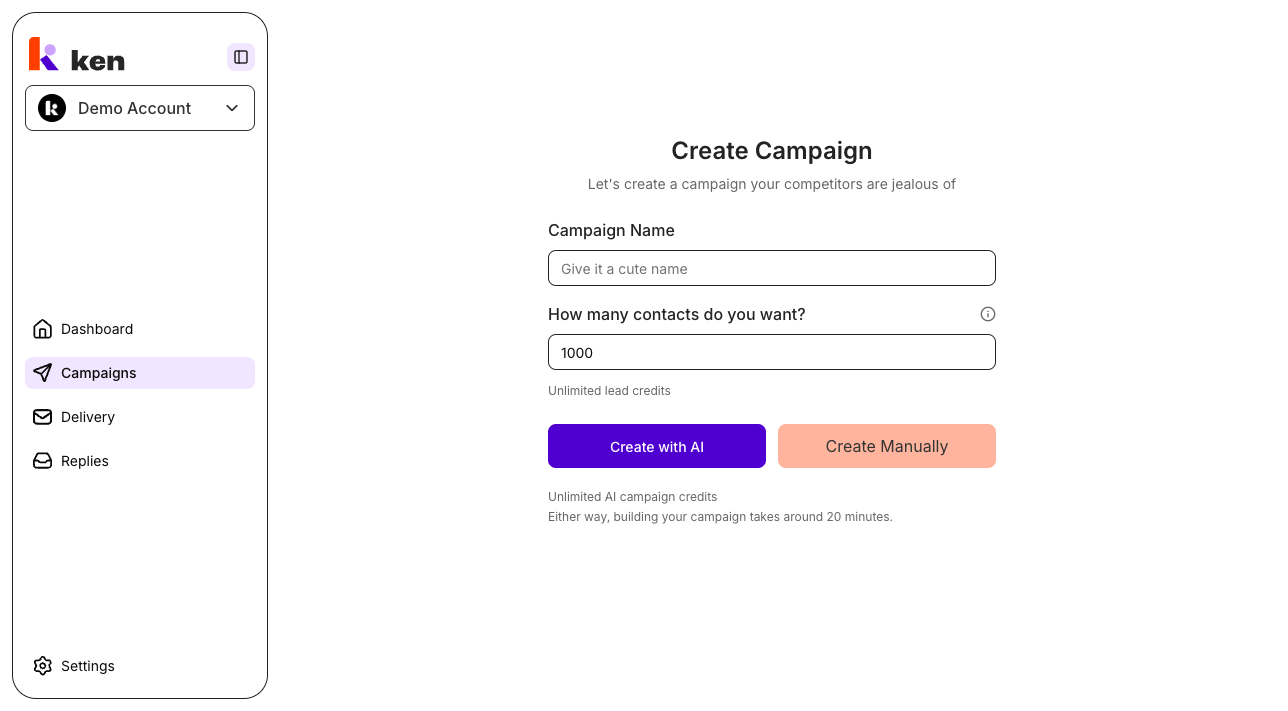 The campaign creation wizard